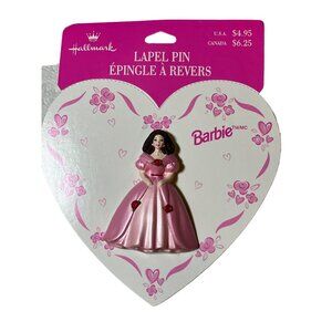 Hallmark BARBIE LAPEL PIN Pink Gown Roses 1996 Vintage